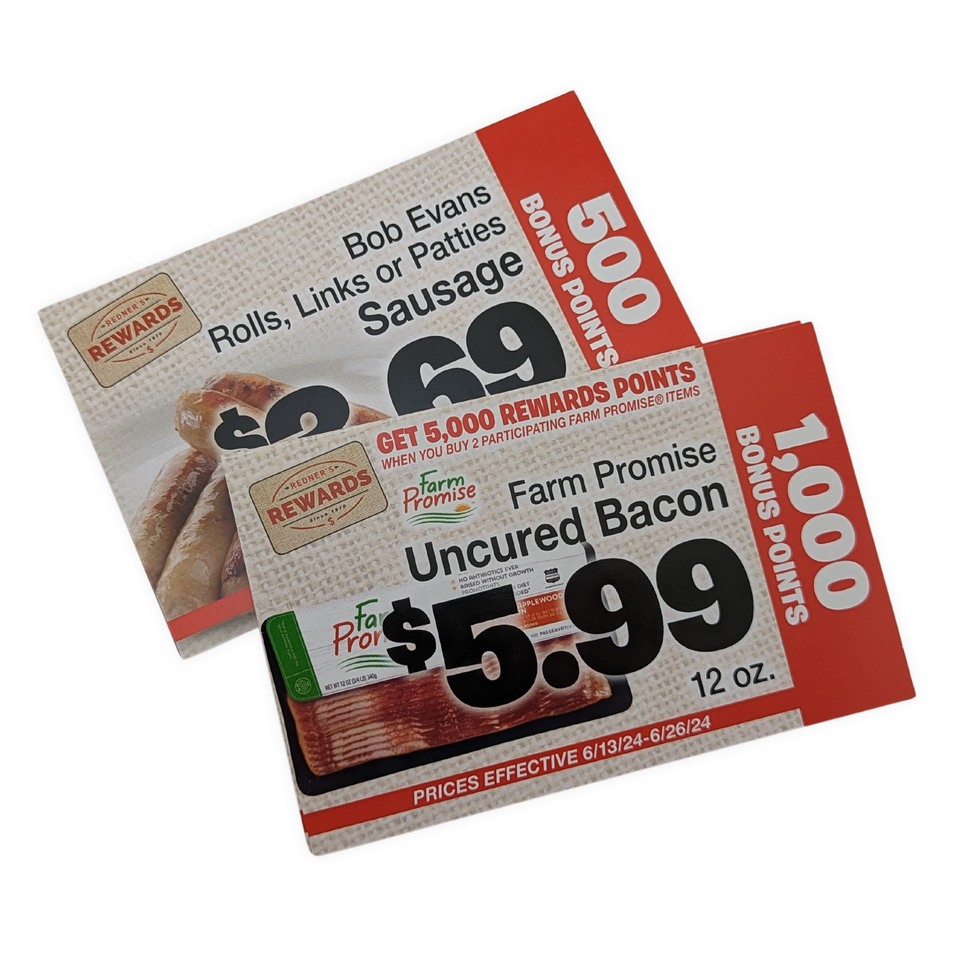 Two coupons for farm promise uncured bacon by Press Enterprise Commercial Printing