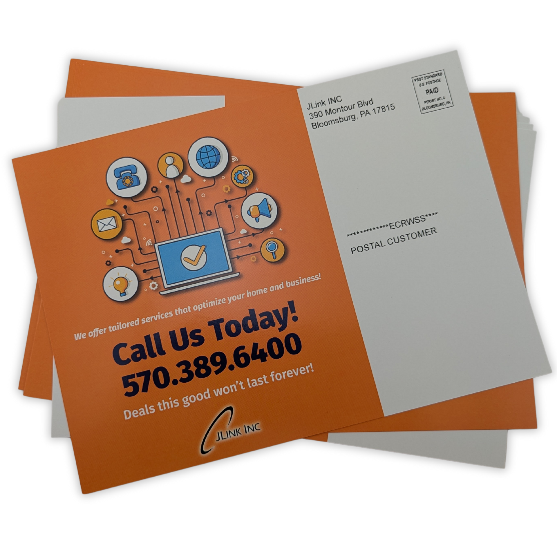 A stack of postcards by Press Enterprise Commercial Printing