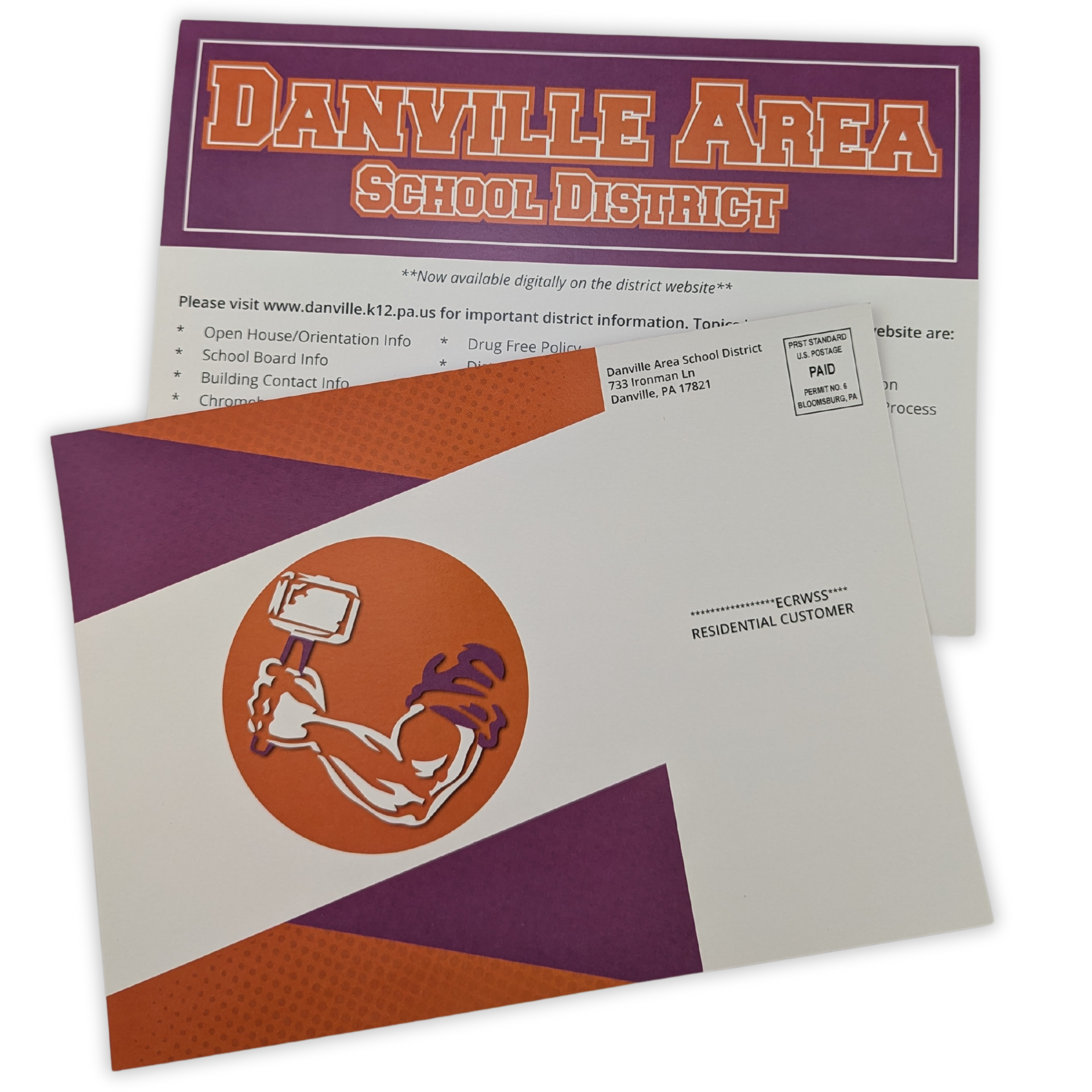 An envelope from danville area school district by Press Enterprise Commercial Printing