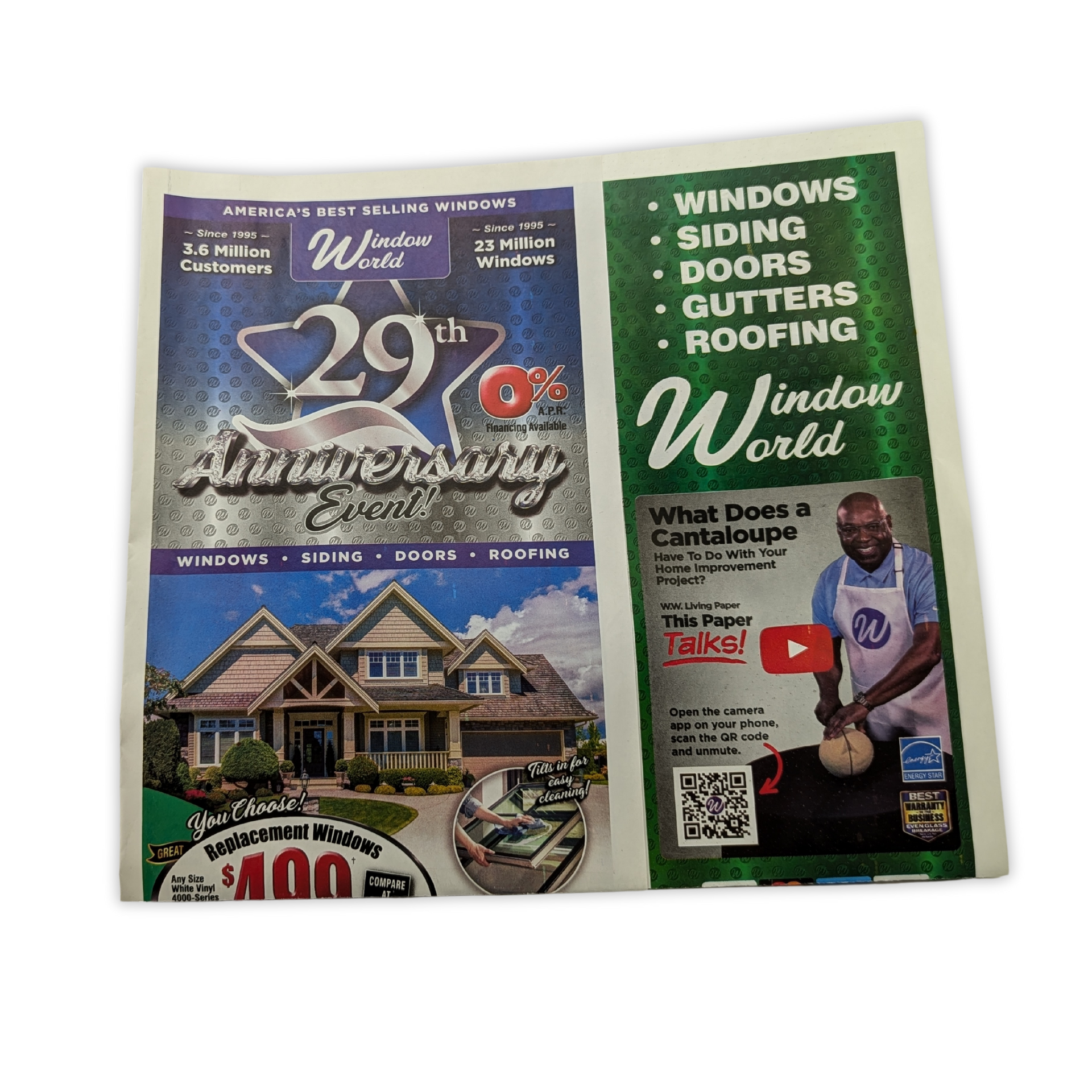 A newspaper is open to a page that says 29th anniversary event by press enterprise commercial printing