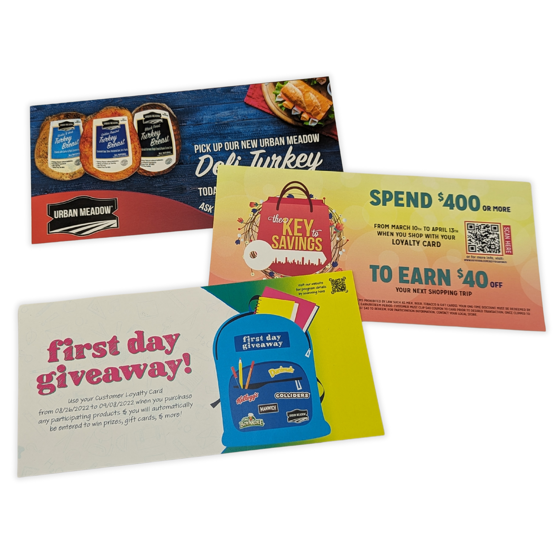 A group of flyers with one that says first day giveaway by press enterprise commercial printing