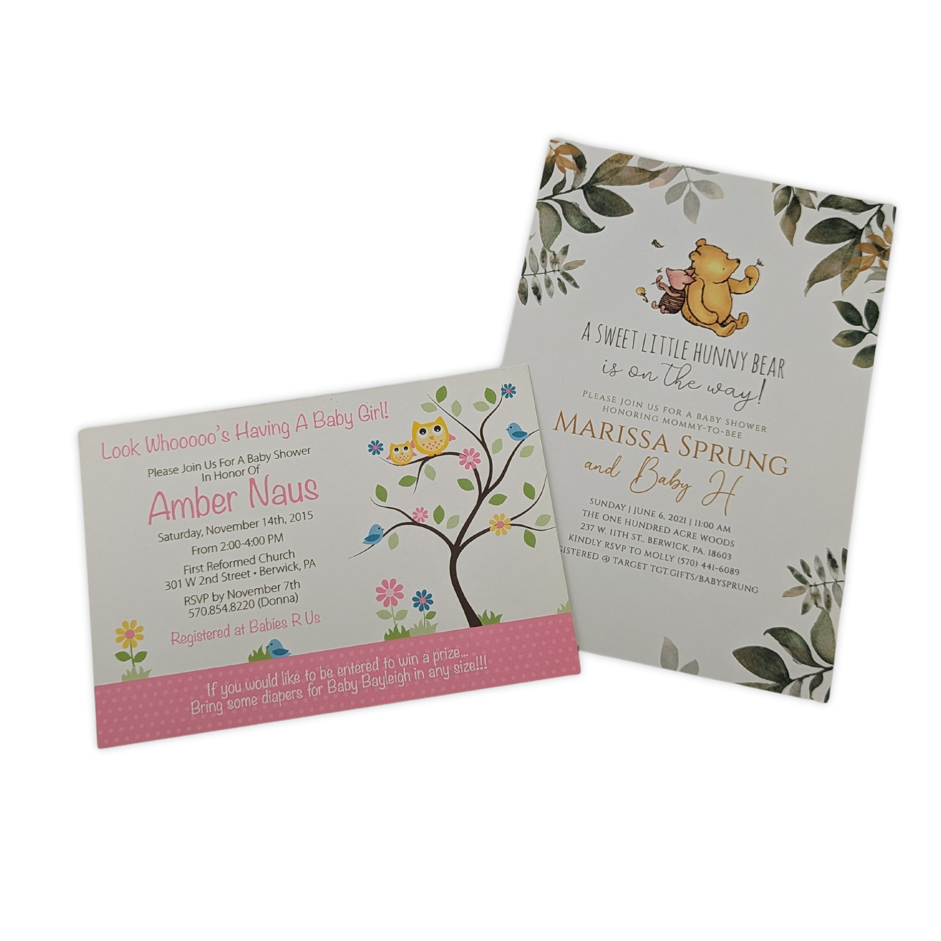A baby shower invitation for a girl and a baby shower invitation for a boy by press enterprise commercial printing