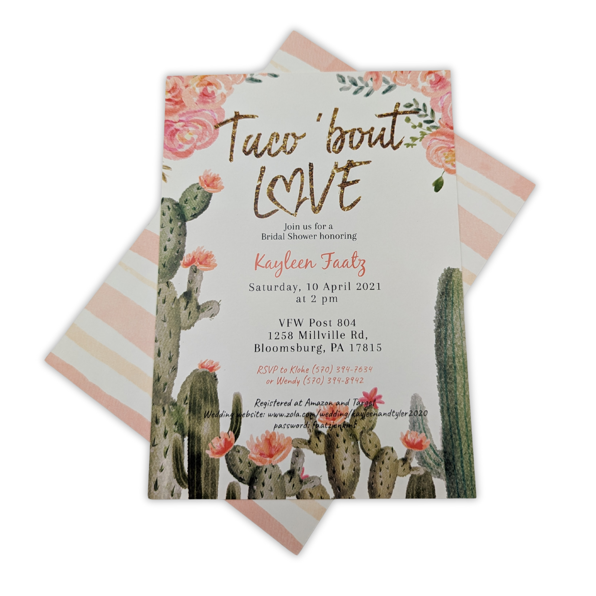 A taco bout love invitation with cactus and flowers by press enterprise commercial printing