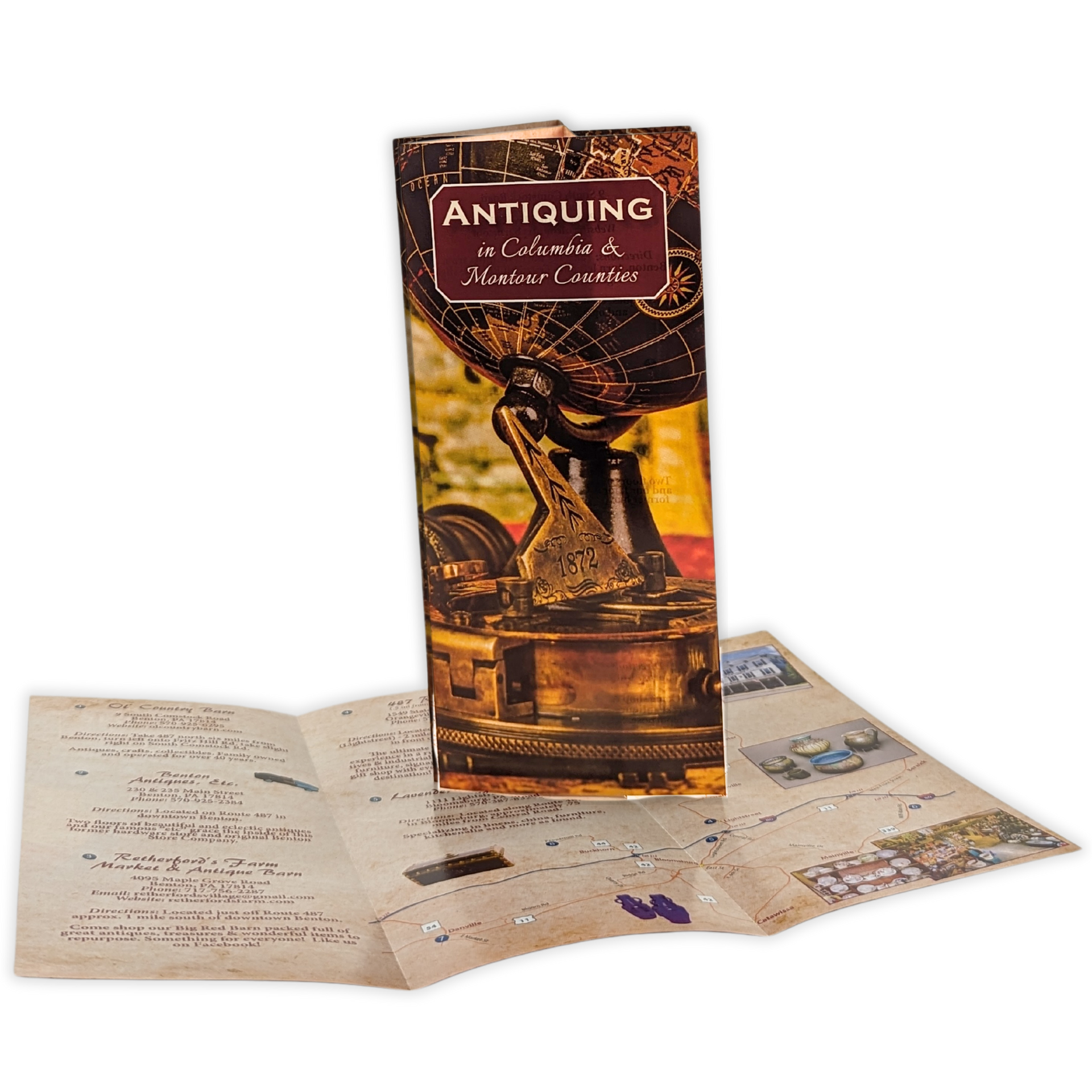 A pamphlet that says antiquing on it by Press Enterprise Commercial Printing
