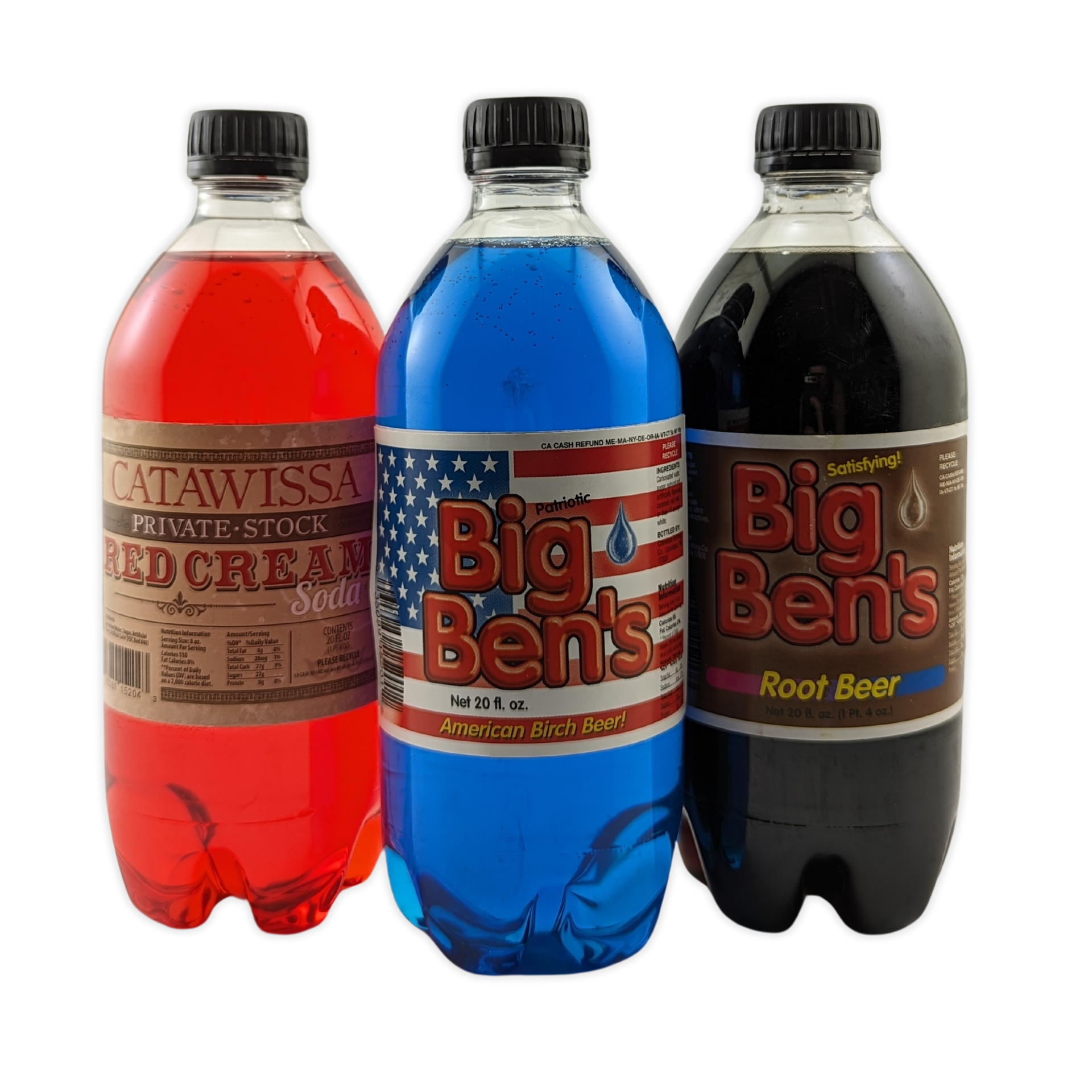 Three bottles of soda including big ben 's root beer by Press Enterprise Commercial Printing