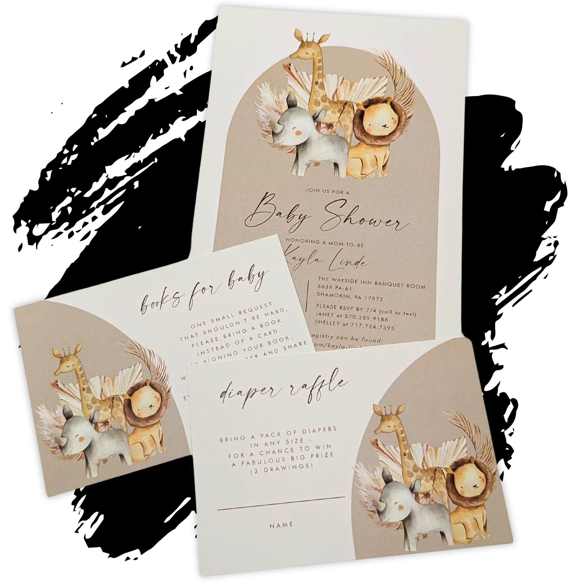 A baby shower invitation with animals on it