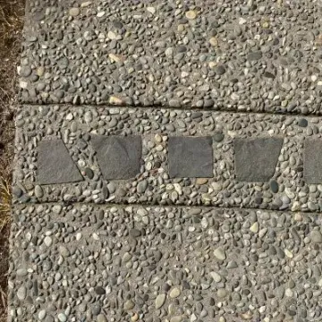 Aerial view of exposed aggregate concrete path in Eastbourne, Lower Hutt, highlighting the finished design.