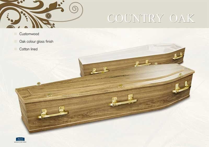 Two Wooden Coffins, Country Oak Style — Finlayson & McKenzie Funeral Directors in Rockhampton City, QLD