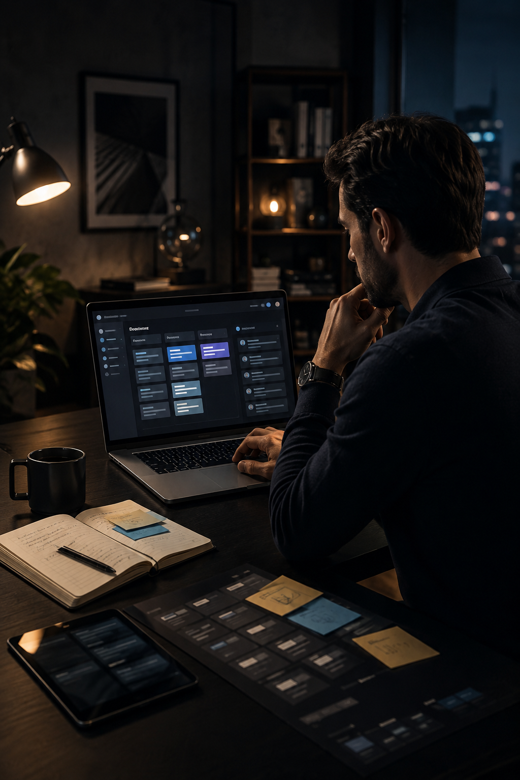 customer focused content strategy Marketing professional reviewing audience questions and content priorities on a laptop.