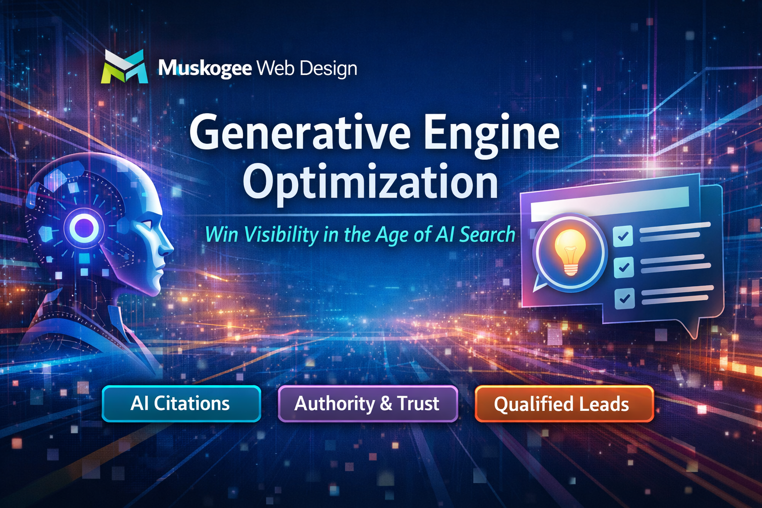 generative engine optimization strategy Marketing strategist reviewing website content and AI search visibility data on a desktop monitor.