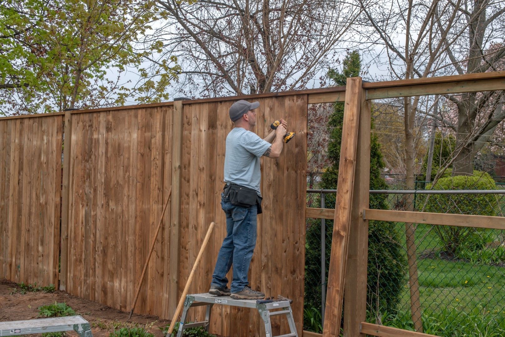 privacy vertical wood slat fencing