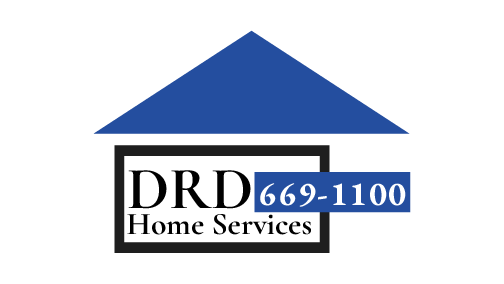 DRD Home Services logo with blue roof icon and blue-and-black text, including phone number 669-1100