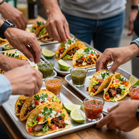 Catered taco spread