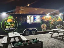 Blazing Corner food truck at dusk