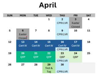 WHS Training Course calendar Cairns | Safetylec