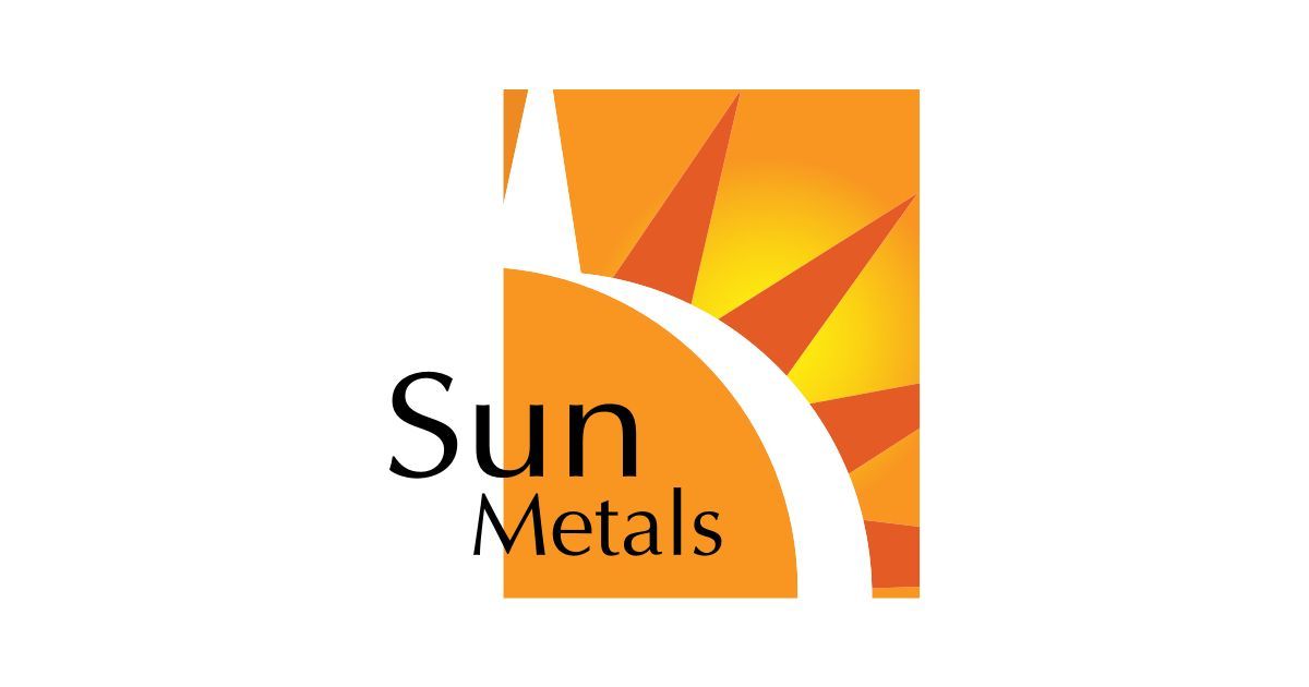 A logo for sun metals with a sun in the middle
