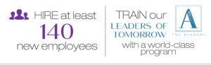 Hire at least 140 new employees train our leaders of tomorrow with a world class program