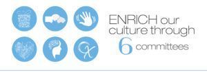 A logo that says `` enrich our culture through 6 committees ''