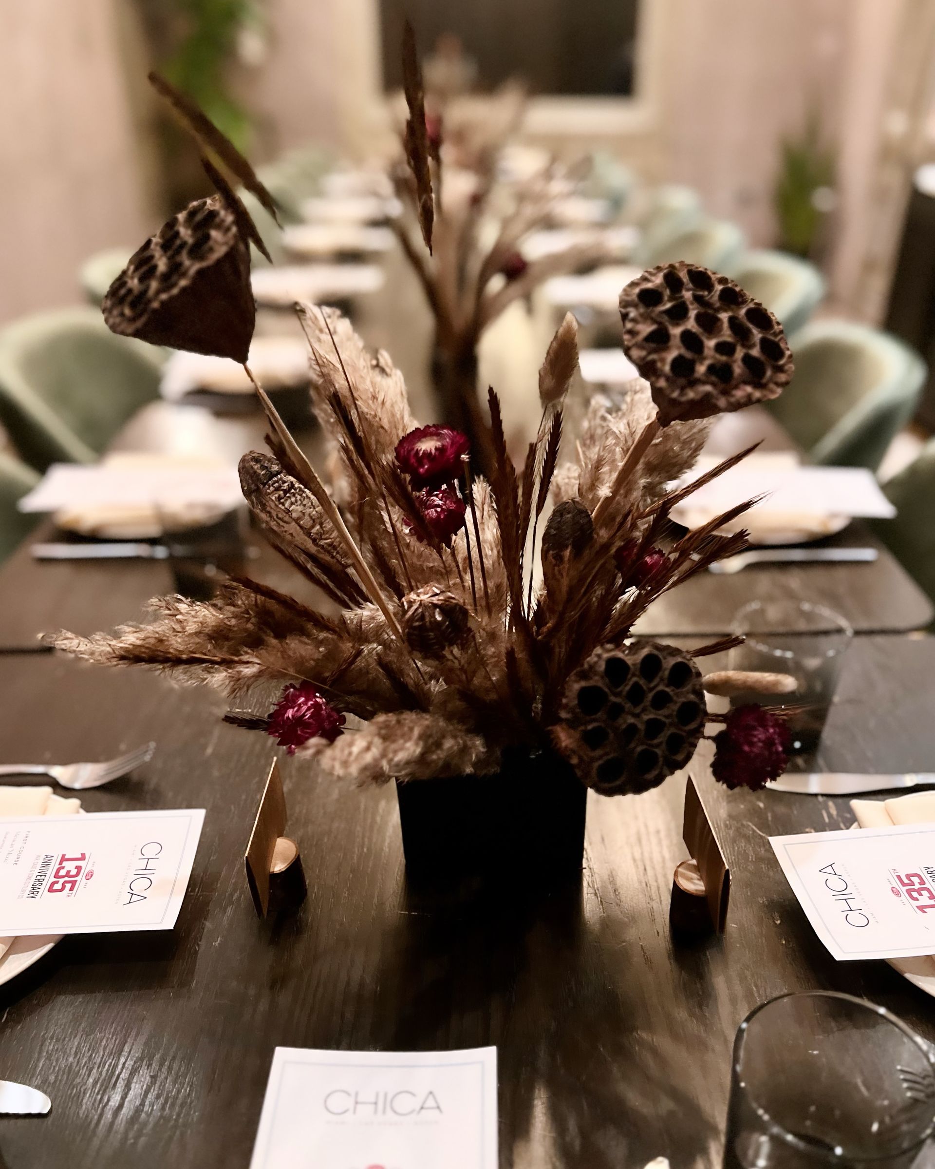 Las Vegas corporate boardroom  sustainable floral arrangements.
