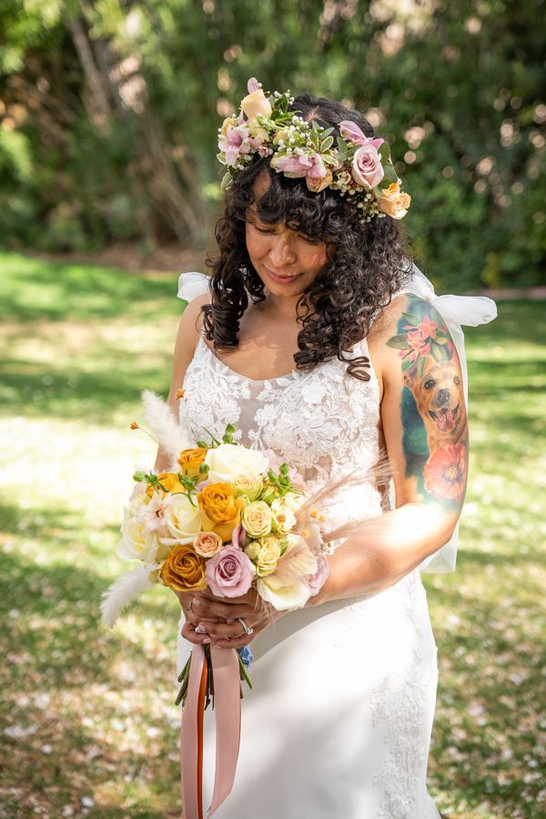 Wedding  bouquet and matching floral crown 