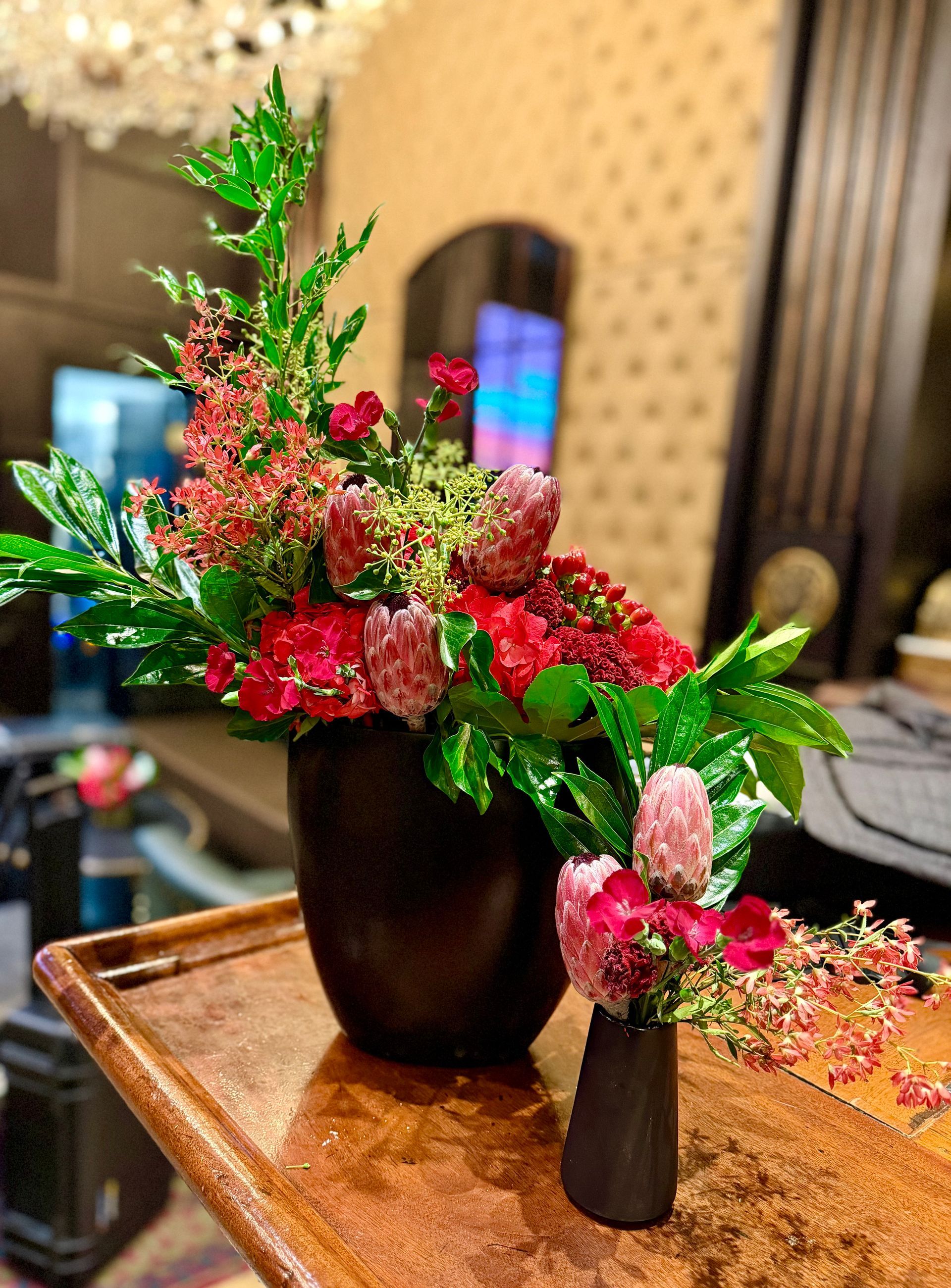 Red bold arrangements, Las Vegas corporate floral arrangement