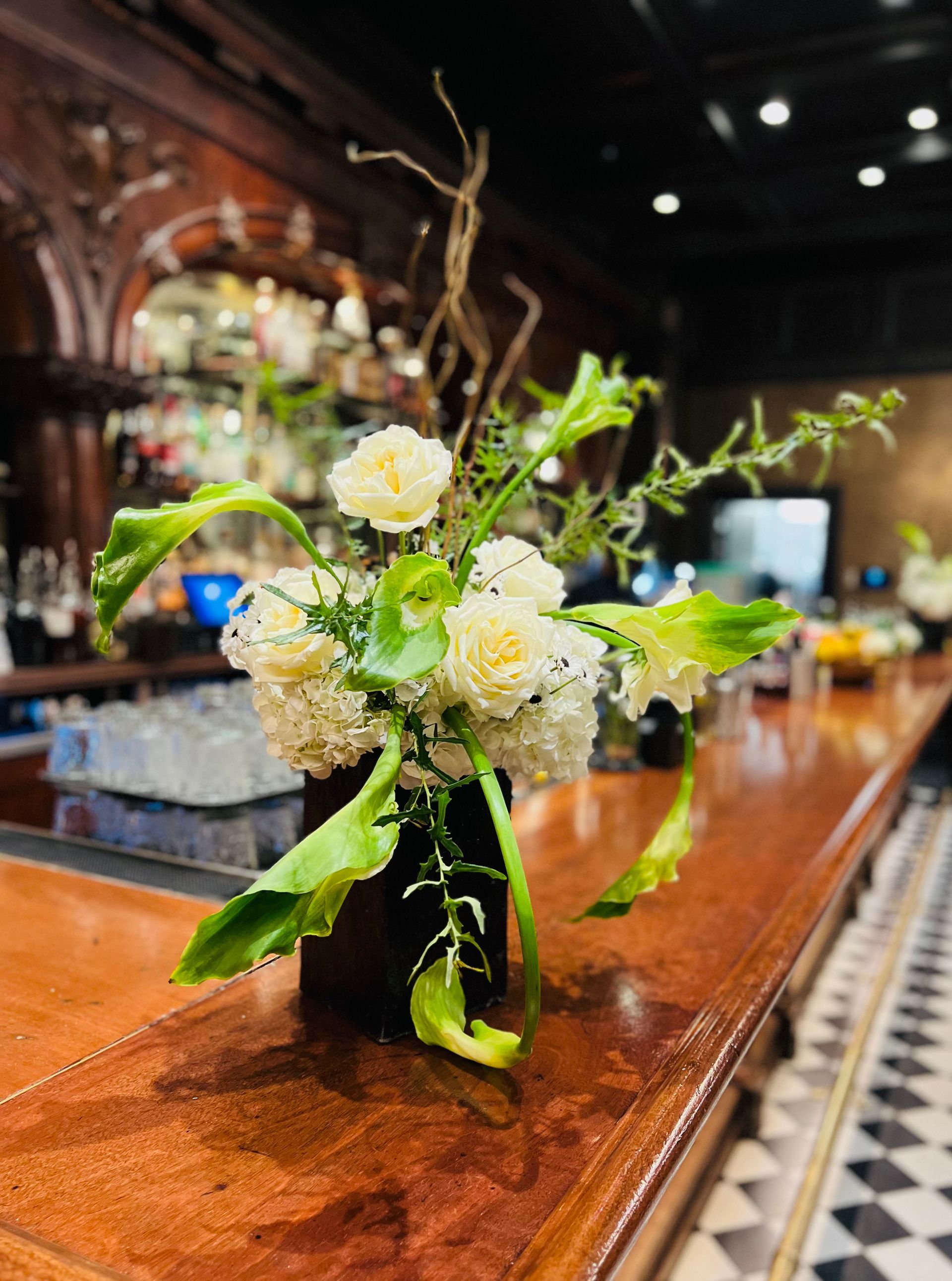 Las Vegas corporate green calla lily bar arrangement