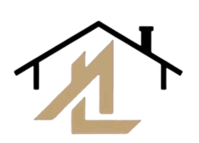 Il logo di una casa con un camino sul tetto.