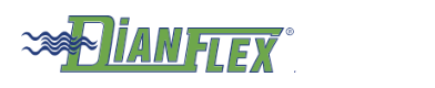 Un logo verde e bianco per dianflex su uno sfondo bianco