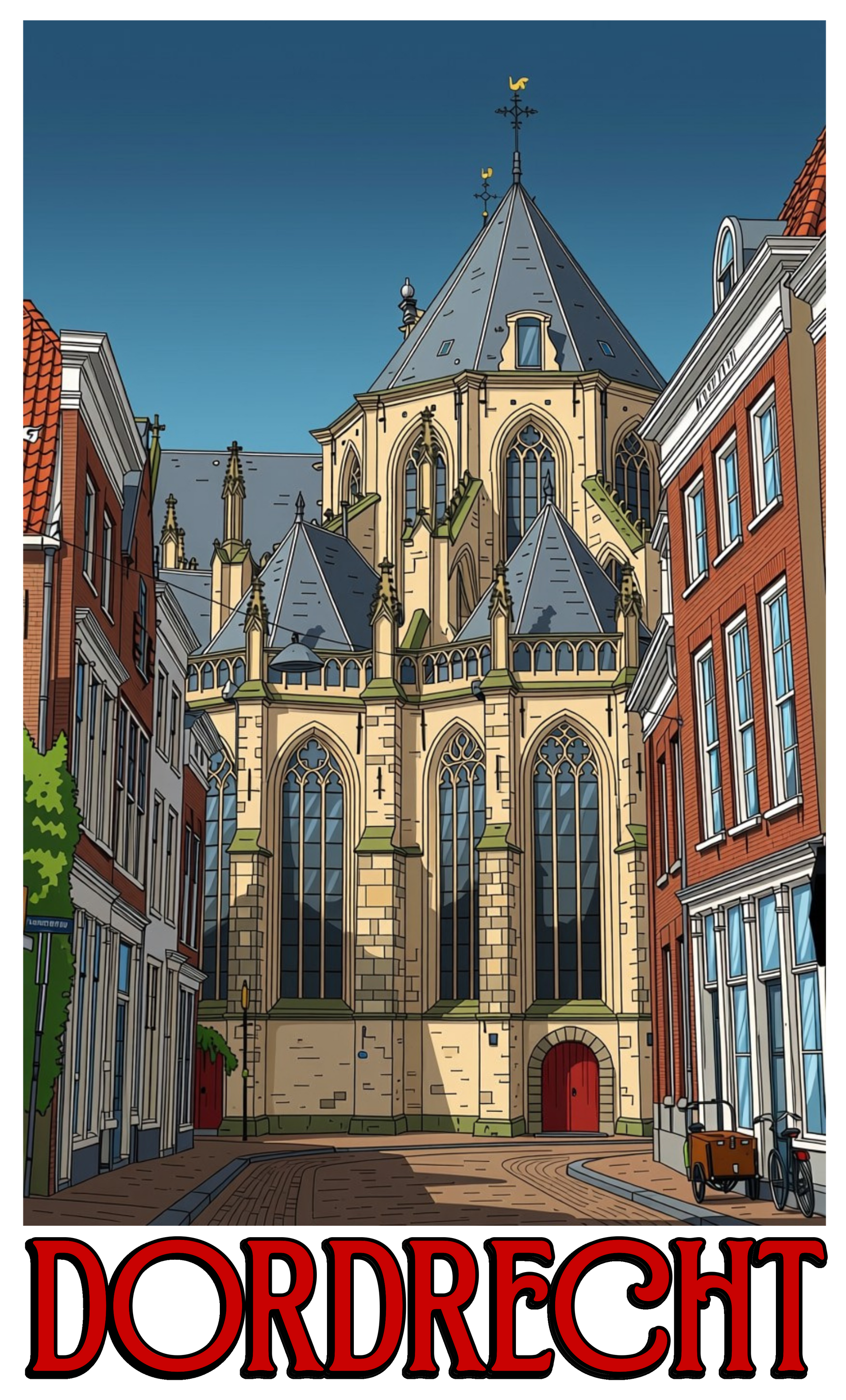 Grote Kerk Dordrecht V-Hals Shirt Wit Unisex