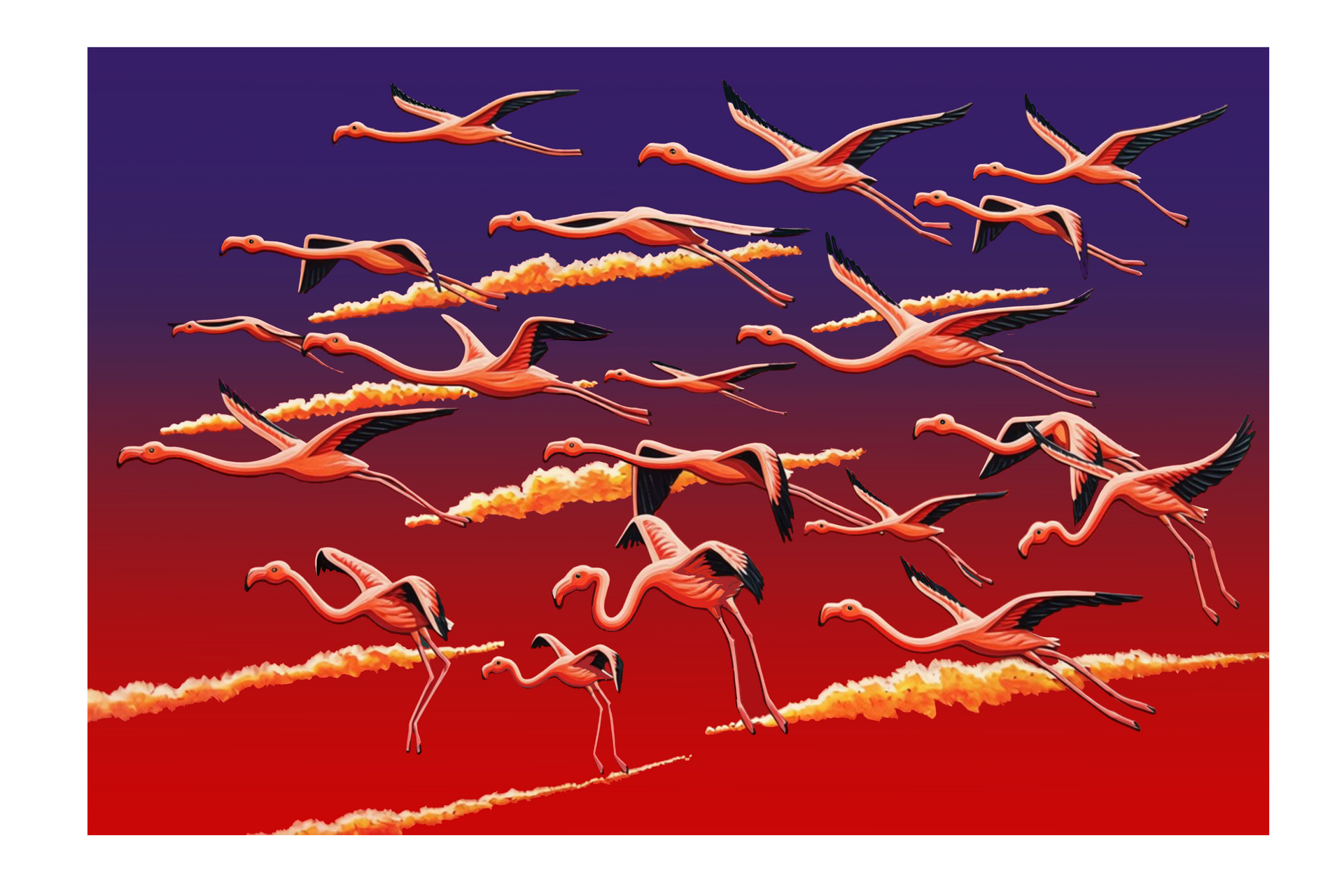 Trendy T-shirt flamingo's unisex  paars