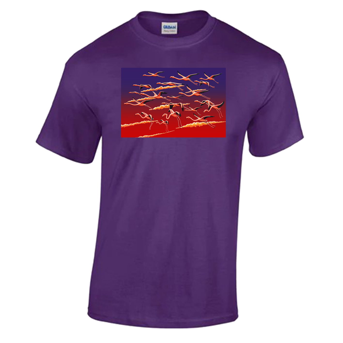 Trendy T-shirt flamingo's unisex  paars