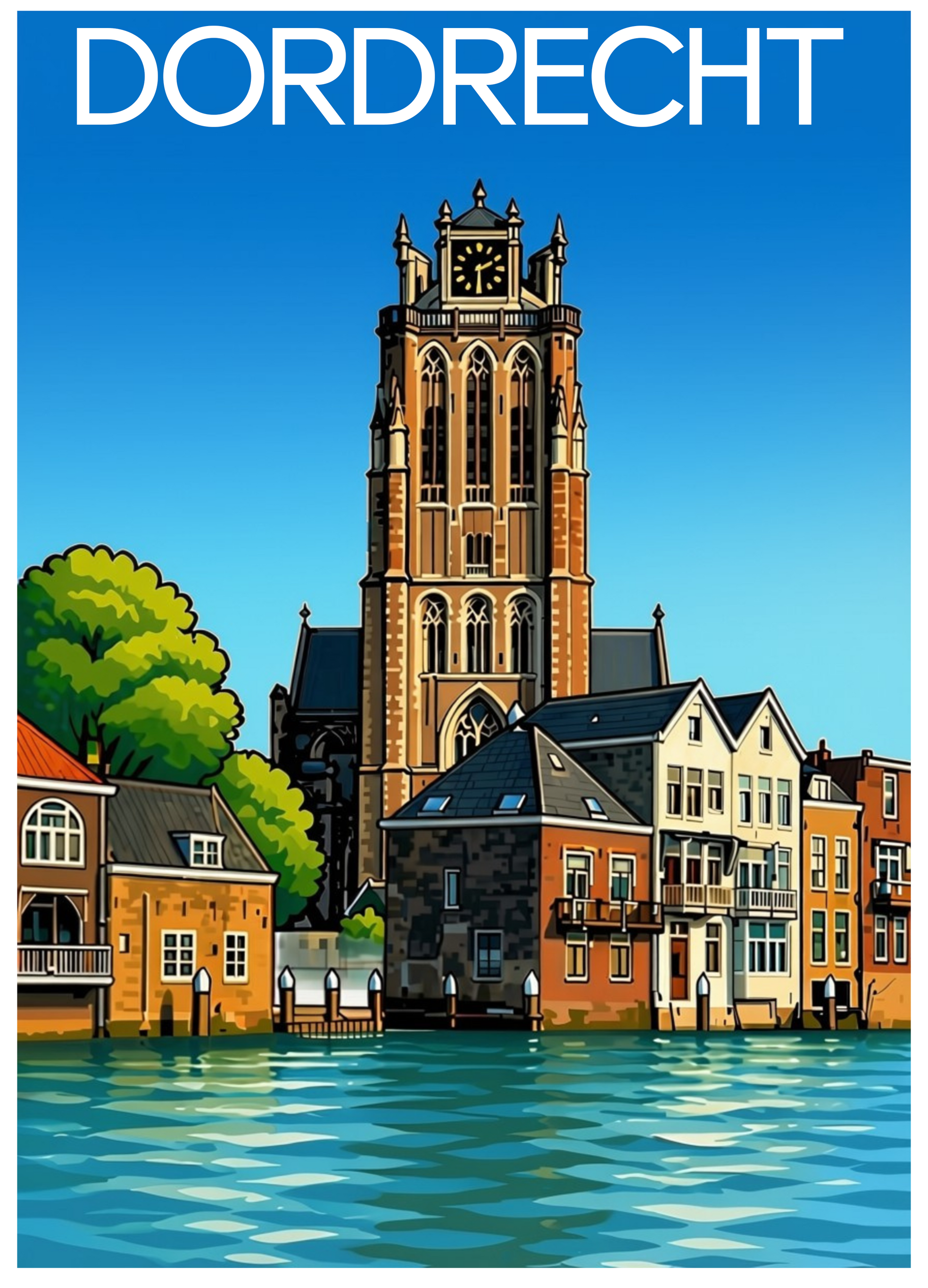 Grote Kerk Dordrecht  T-shirt grijs V-hals unisex
