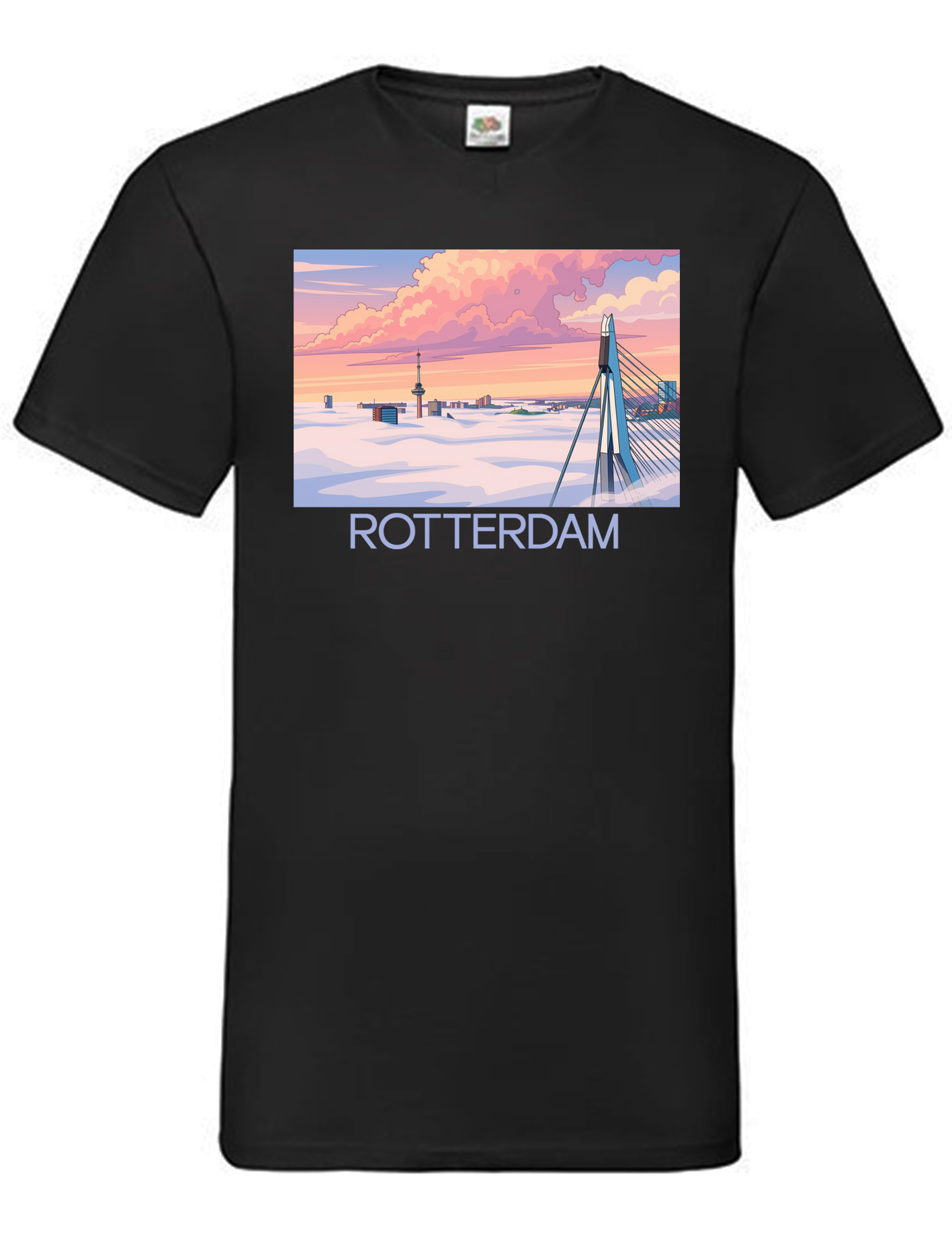 T-shirt Skyline Rotterdam unisex zwart