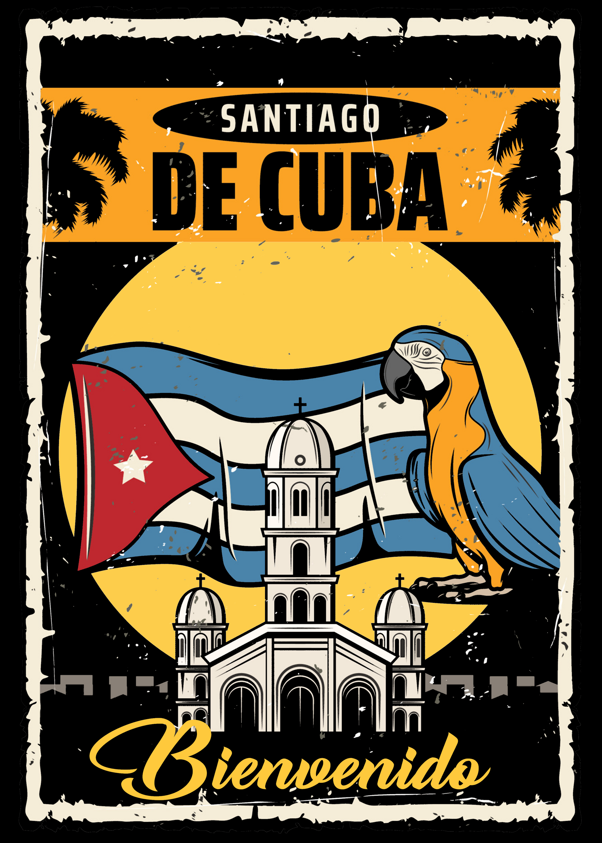 Zomers Cuba T-shirt  unisex zwart