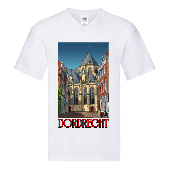 Grote Kerk Dordrecht V-Hals Shirt Wit Unisex