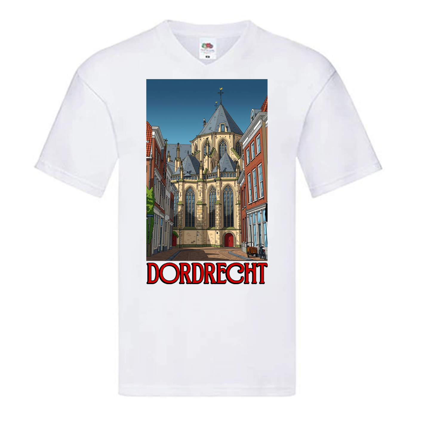 Grote Kerk Dordrecht V-Hals Shirt Wit Unisex