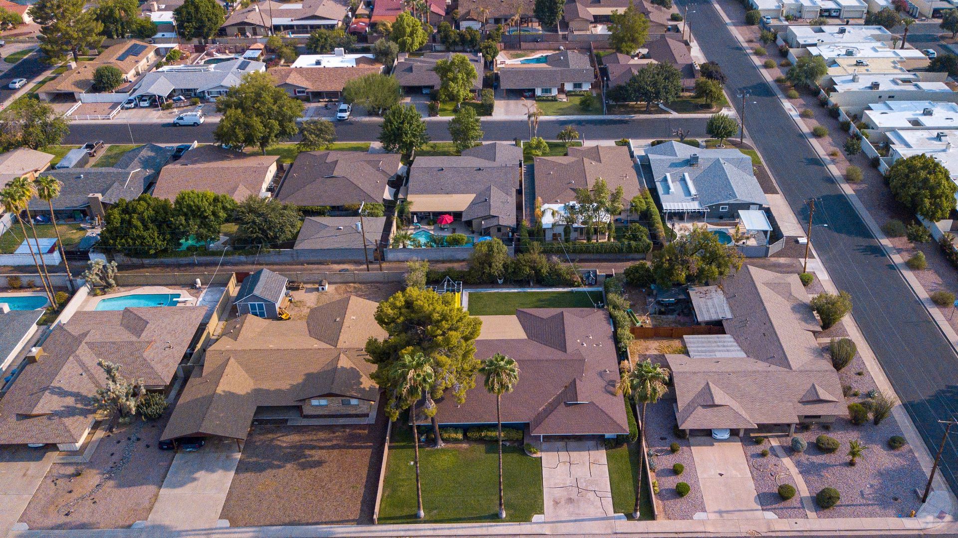 Aerial view of an Arizona neighborhood where home location and condition shape insurance cost