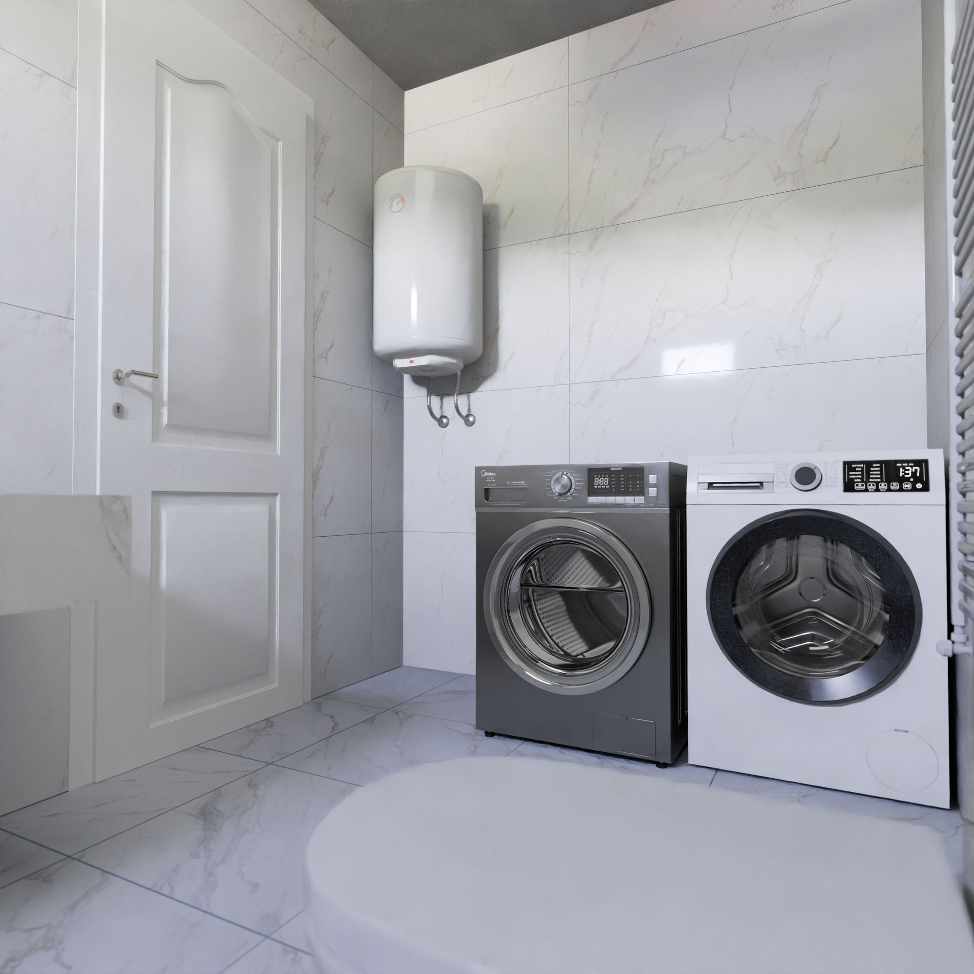 Water heater above a washer and dryer in a home, the equipment an Arizona breakdown endorsement covers
