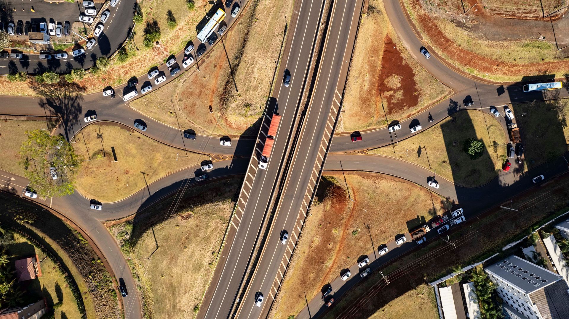Aerial view of an Arizona freeway interchange, a reminder of accident liability risks for drivers