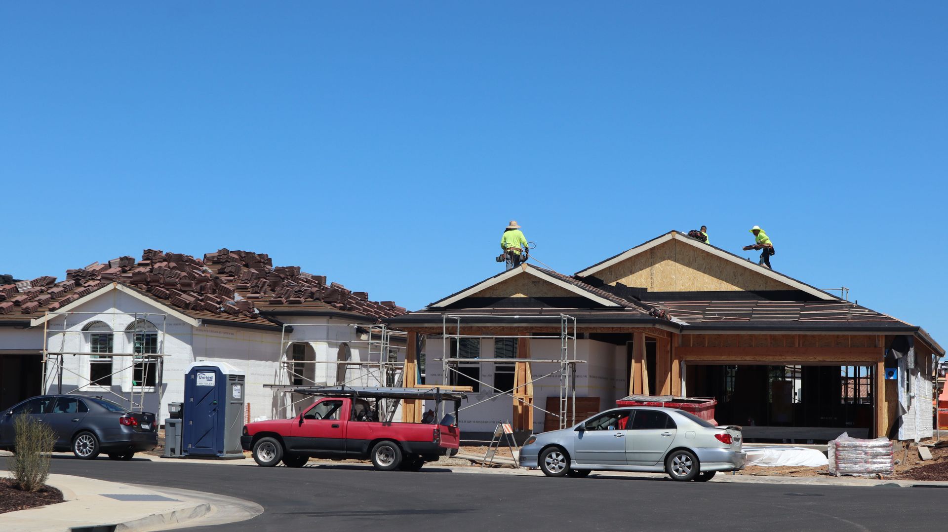 New homes under construction in Queen Creek, Arizona, one of the fastest-growing East Valley towns