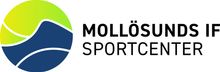 En logotyp för mollosunds if sportcenter med en tennisboll i mitten.