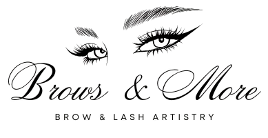 A logo for a beauty salon called Brows and More. A logo for a beauty salon called Brows and More.