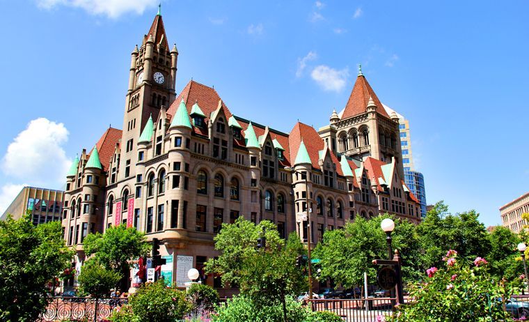A large building with a clock tower on top of it