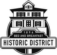 A black and white logo for historic district bed and breakfast.