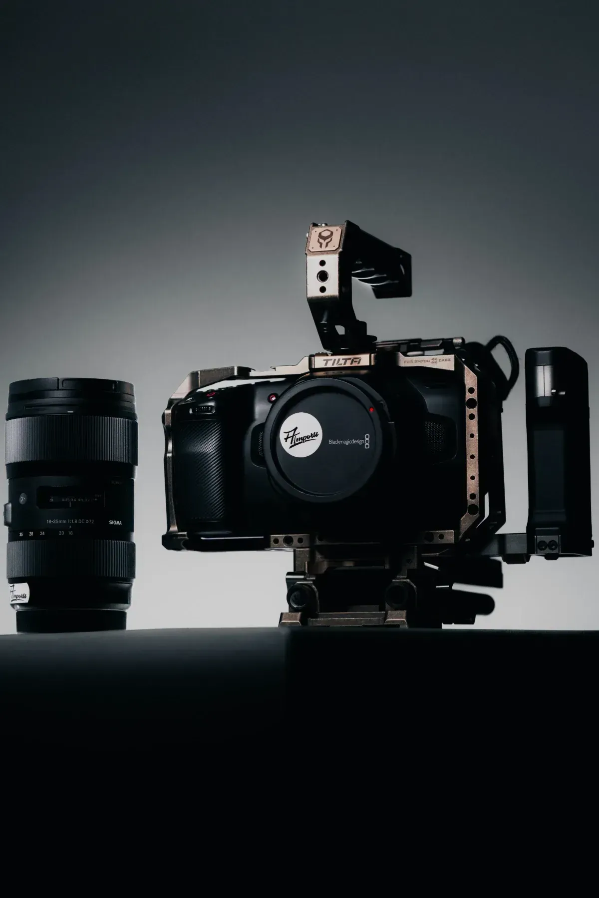 Blackmagic cinema camera rig and lens available for rental