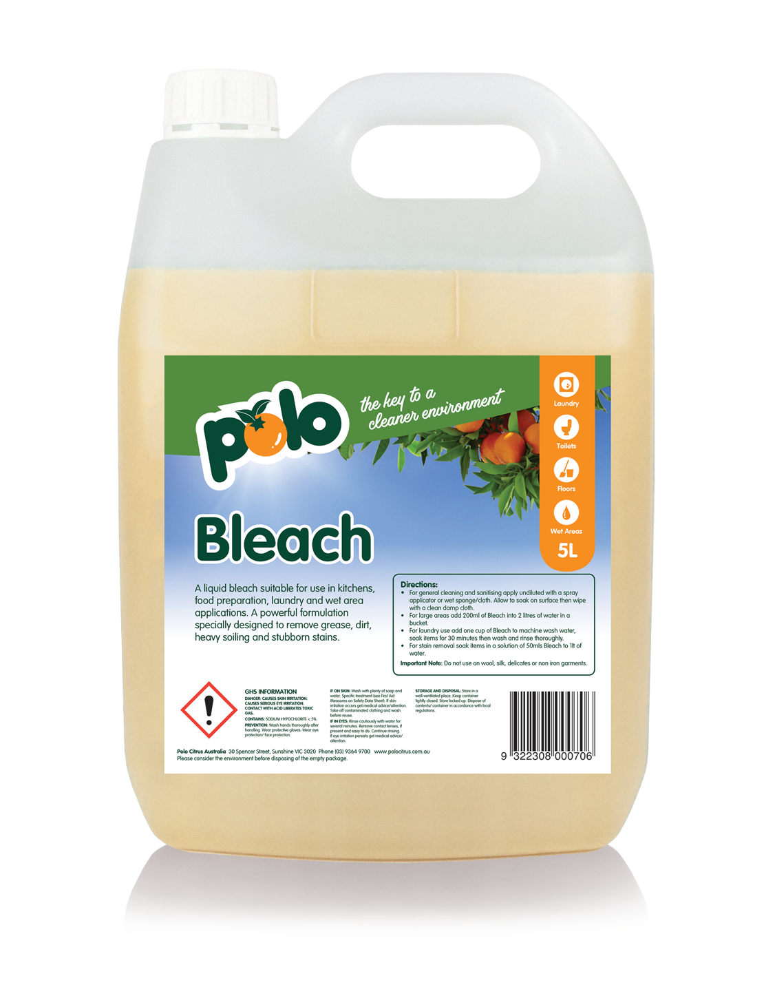 Polo Citrus Bottle Bleach 5L