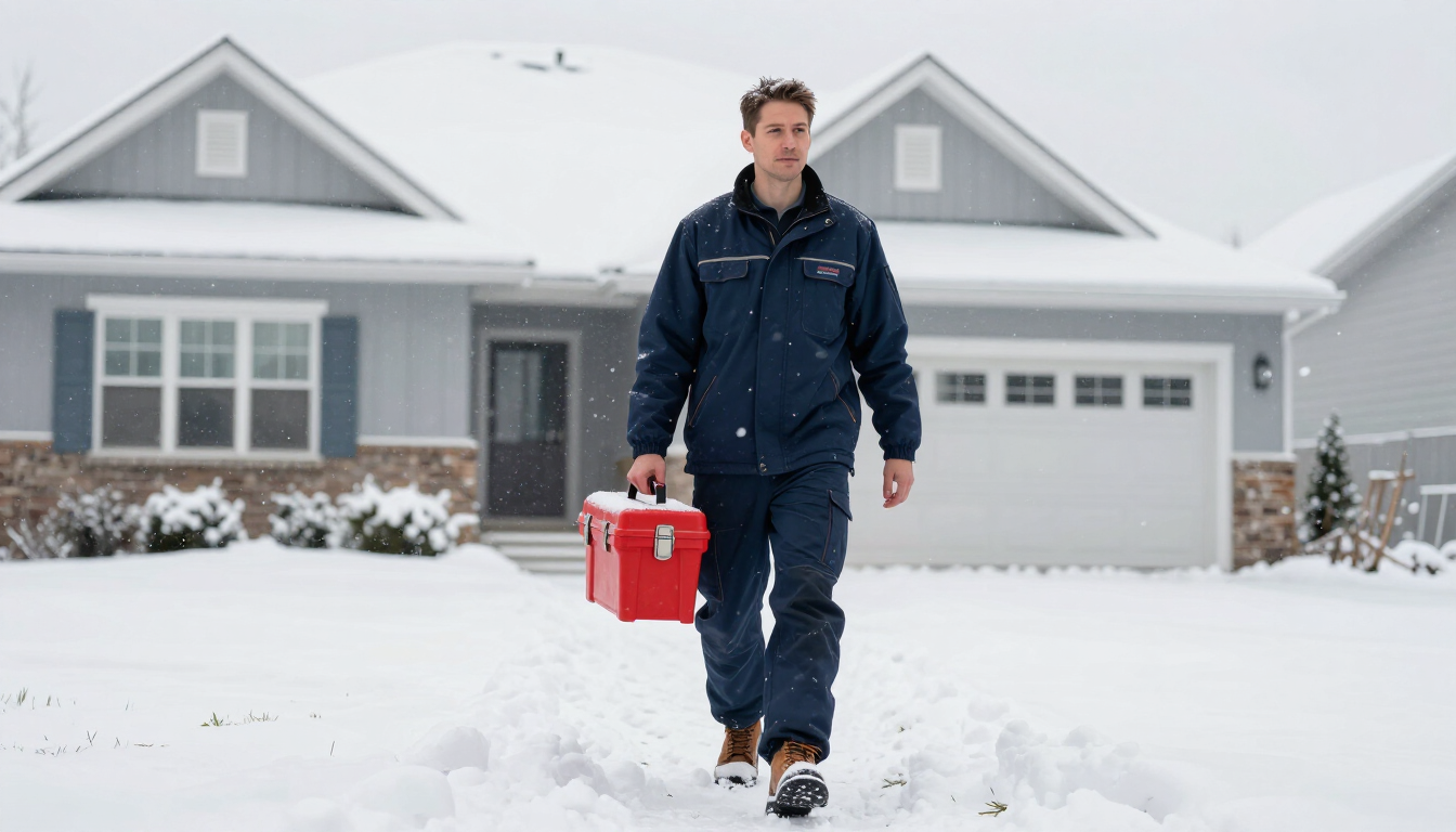 HVAC Technician in snow
