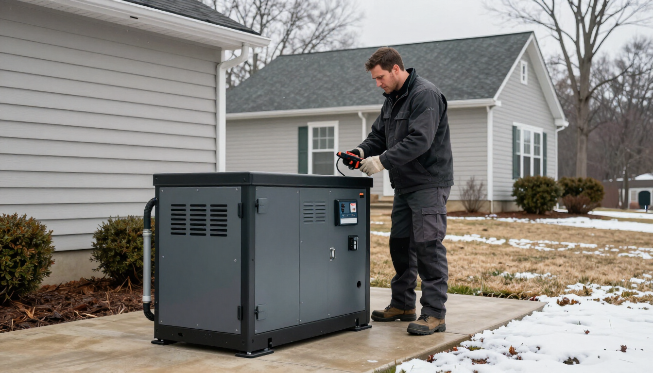 Standby generator installation for winter storm preparation