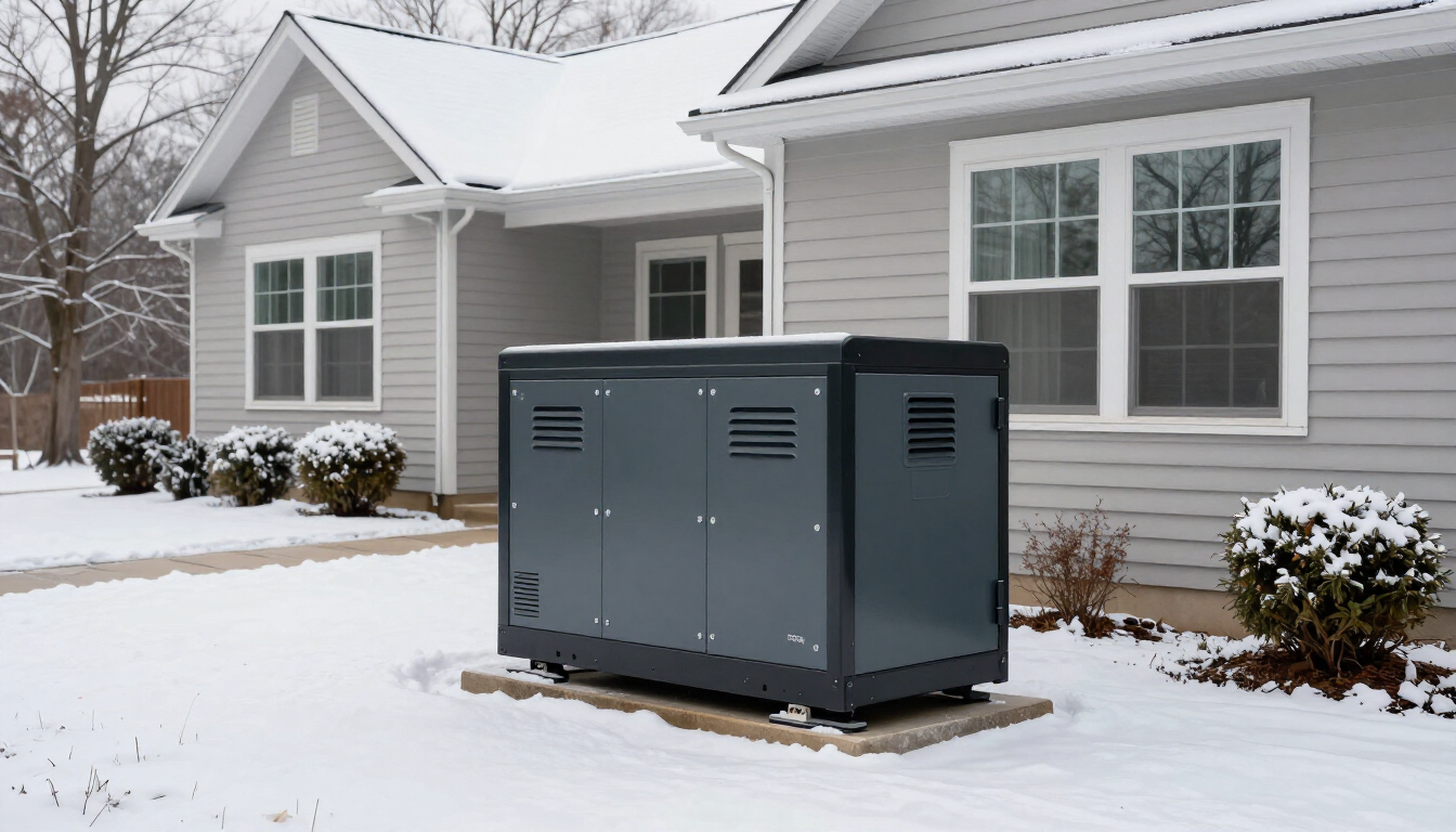 Safely placed outdoor standby generator beside a home