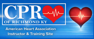 CPR of Richmond KY banner with red heart and ECG line, American Heart Association instructor training site